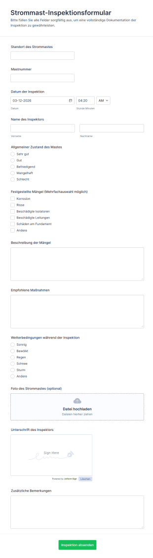 Strommast Inspektionsformular
