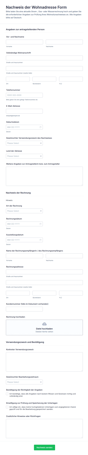 Stromrechnung Überprüfungsformular