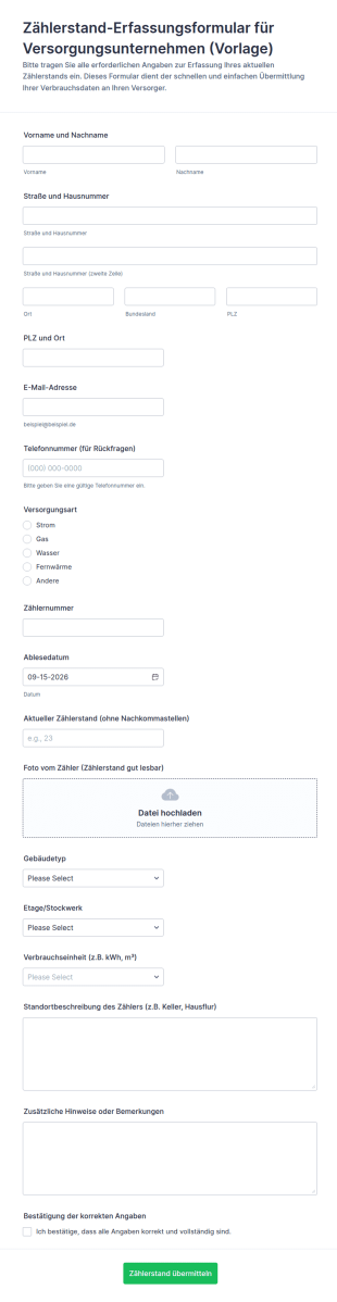 Stromzählerablesung Formular
