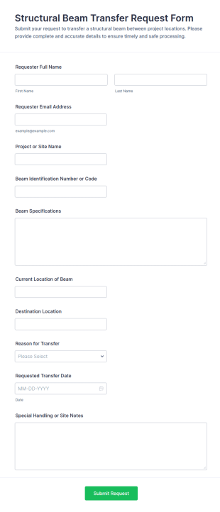 Structural Beam Transfer Request Form Template