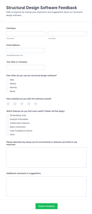Structural Design Software Feedback Form Template