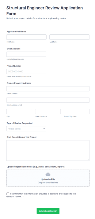 Structural Engineer Review Application Form Template