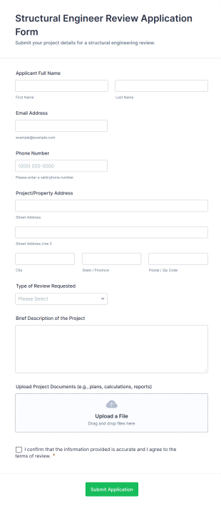 Structural Engineer Review Application Form Form Template
