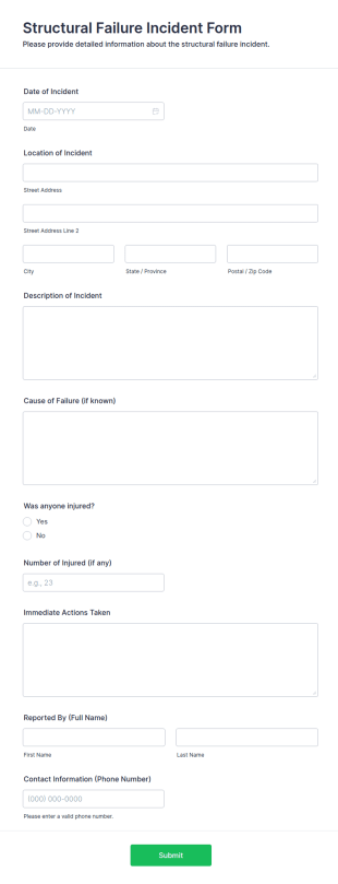 Structural Failure Incident Form Template