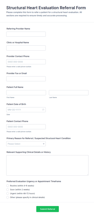 Structural Heart Evaluation Referral Form Template