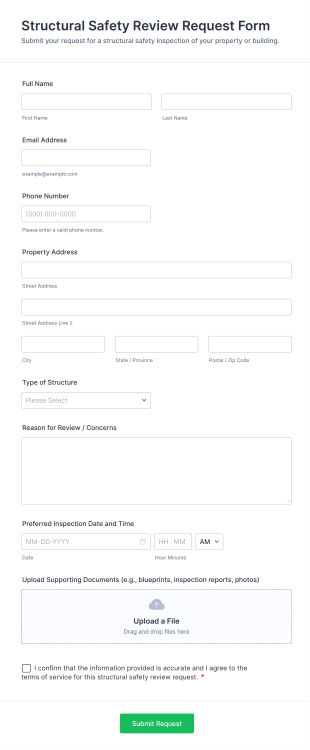 Structural Safety Review Request Form Template