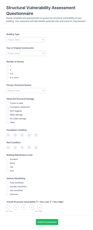 Structural Vulnerability Assessment Questionnaire Form Template