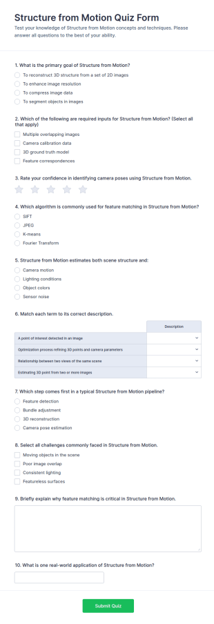 Structure From Motion Quiz Form Template