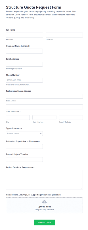 Structure Quote Request Form Template