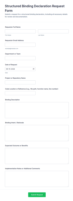 Structured Binding Declaration Request Form Template