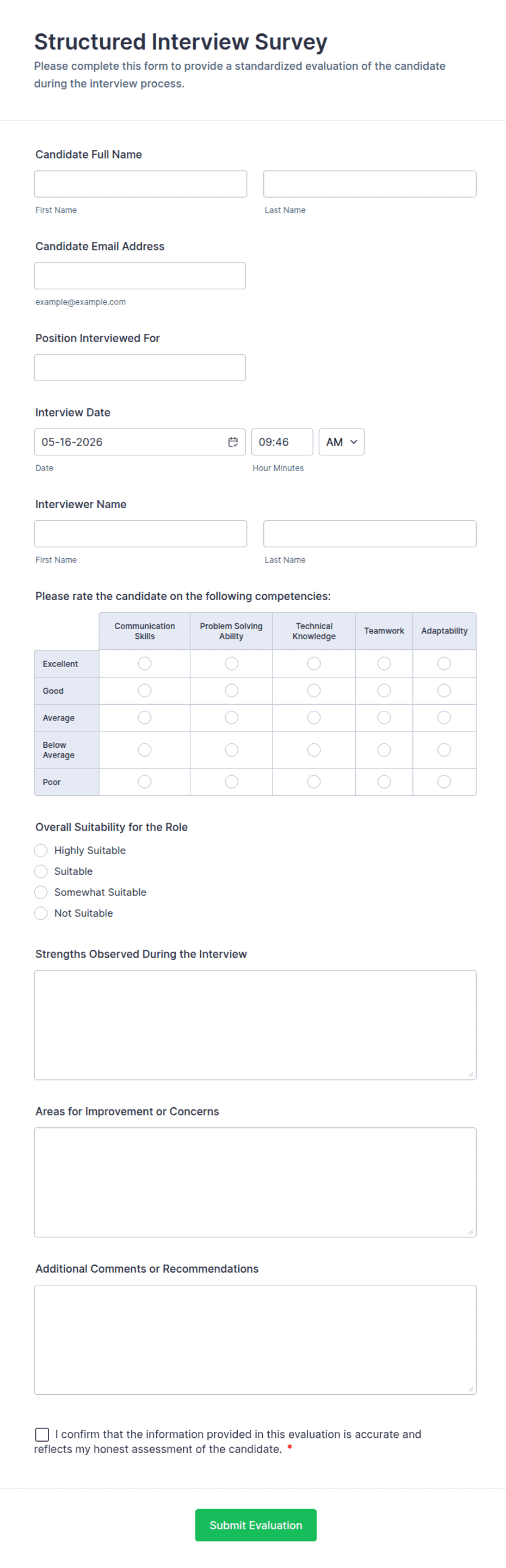 Structured Interview Survey Form Template | Jotform