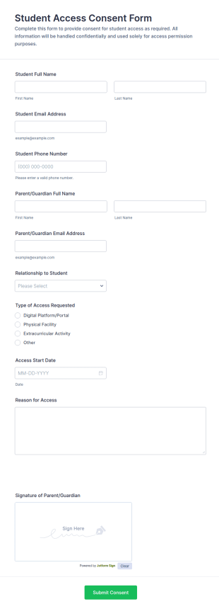 Student Access Consent Form Template