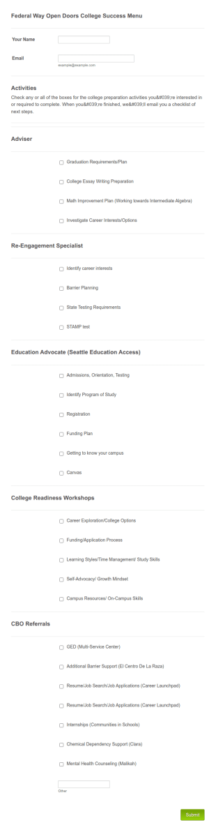 Student Advise Request Form Template