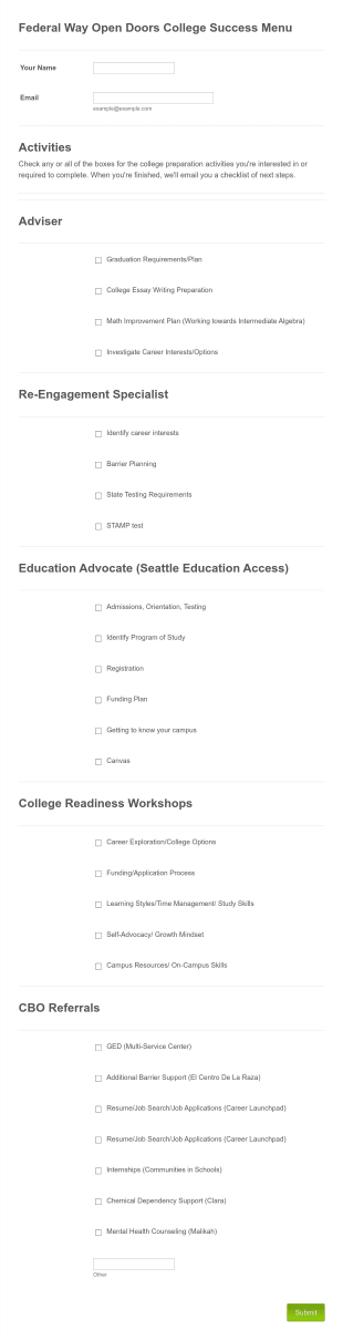 Student Advise Request Form Template