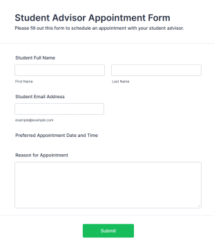 Student Advisor Appointment Form Template