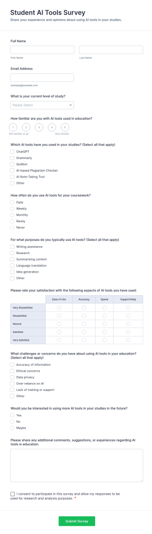 Student AI Tools Survey Form Template