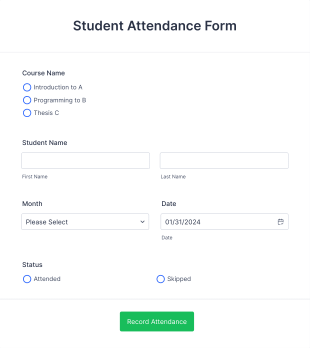 Student Attendance Form Template