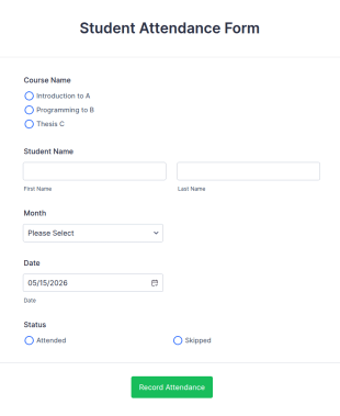 Student Attendance Form Template