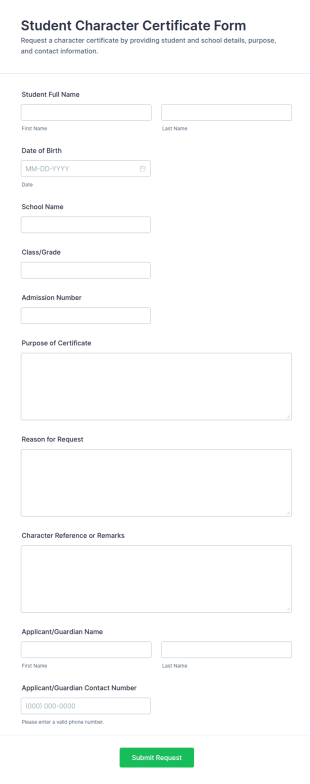 Student Character Certificate Form Template