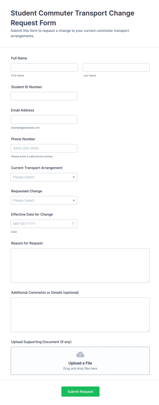 Student Commuter Transport Change Request Form Template