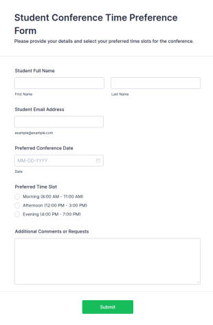 Student Conference Time Preference Form Template