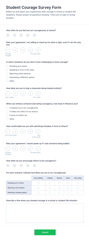 Student Courage Survey Form Template