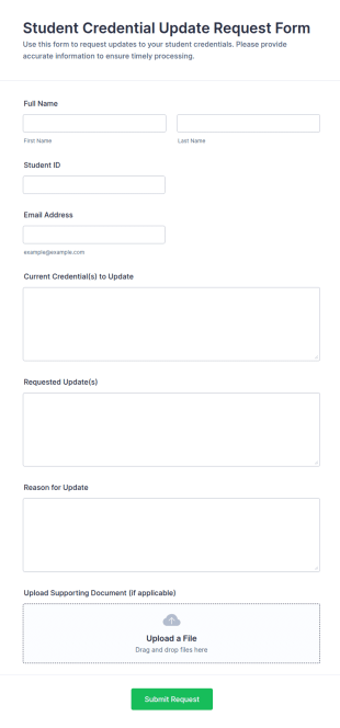 Student Credential Update Request Form Template