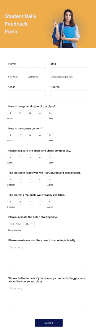 Student Daily Feedback Form Template