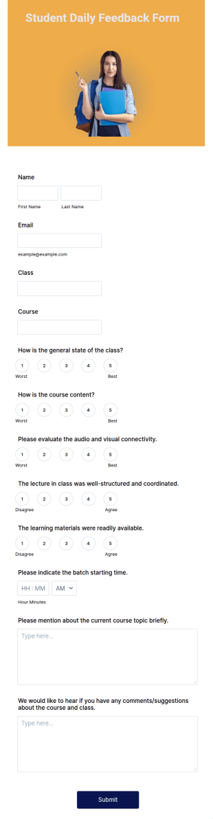 Student Daily Feedback Form Template