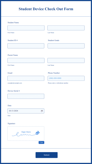 Student Device Check Out Form Template