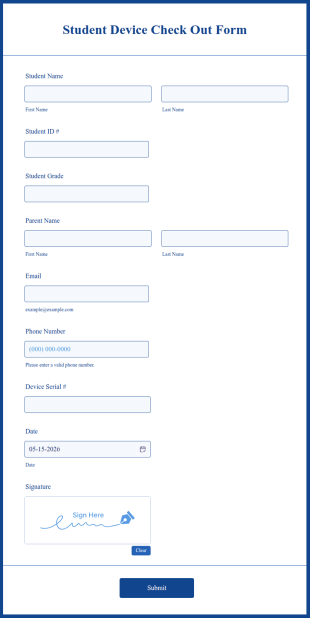 Student Device Check Out Form Template