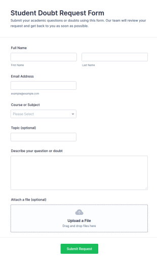 Student Doubt Request Form Template