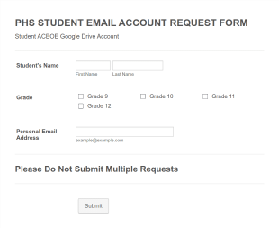 Student Email Account Request Form Template