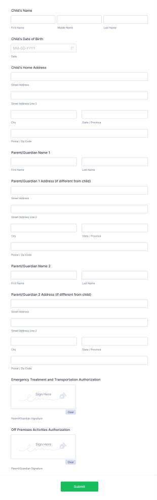 Student Emergency Contact Form Template