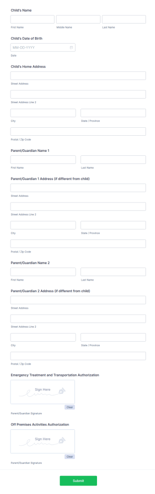 Student Emergency Contact Form Template