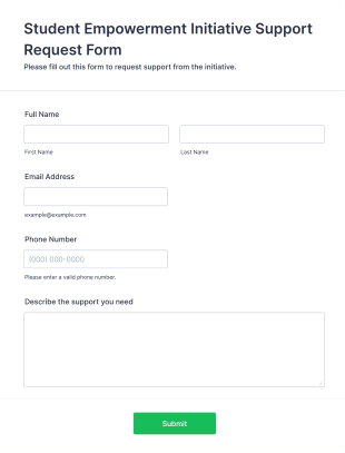 Student Empowerment Initiative Support Request Form Template