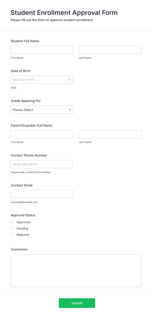 Student Enrollment Approval Form Template