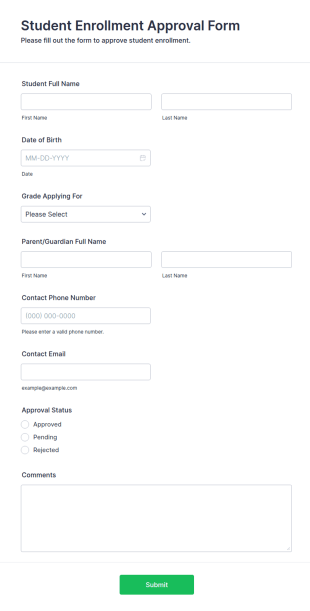 Student Enrollment Approval Form Template
