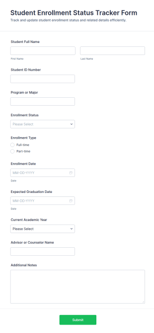 Student Enrollment Status Tracker Form Template