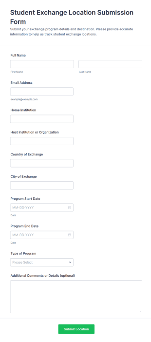 Student Exchange Location Submission Form Template