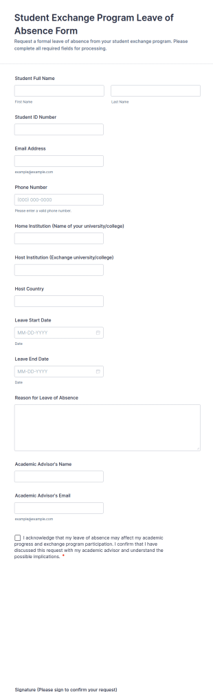 Student Exchange Program Leave Of Absence Form Template