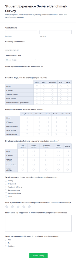 Student Experience Service Benchmark Survey Form Template