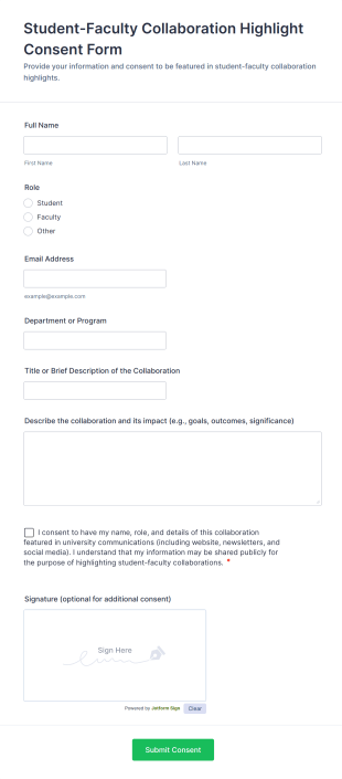 Student Faculty Collaboration Highlight Consent Form Template