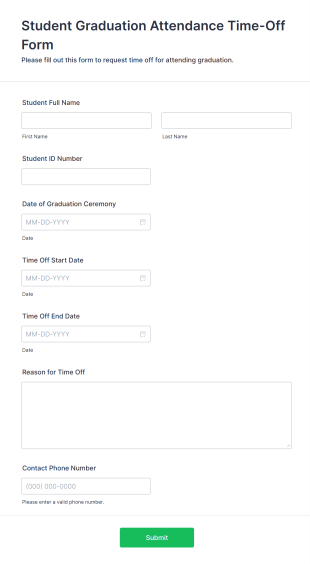Student Graduation Attendance Time Off Form Template