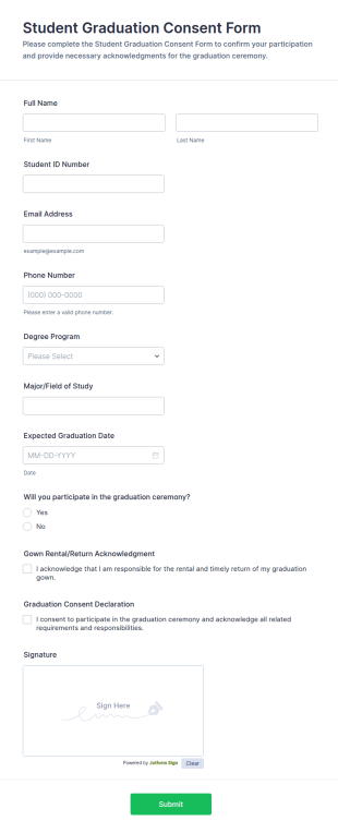 Student Graduation Consent Form Template