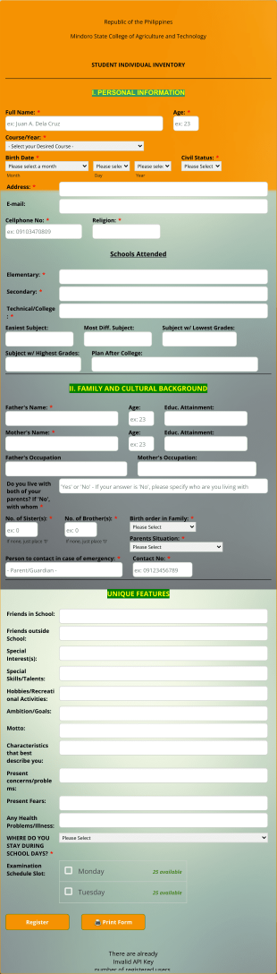 Student Individual Inventory Form Template | Jotform