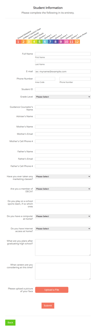 Student Information Form White And Responsive