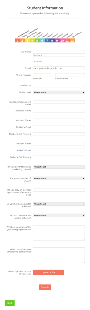 Student Information Form White And Responsive