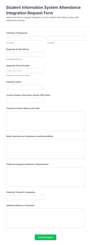 Student Information System Attendance Integration Request Form Template