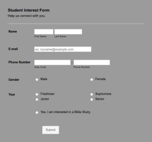 Student Interest Form Template